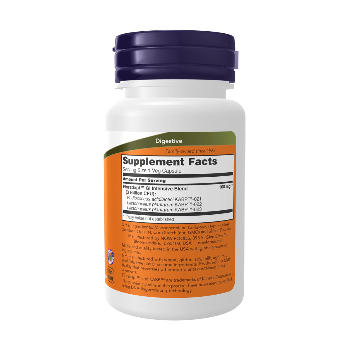 NOW Foods Probiotique Support Intestinal 60 Capsules Végétales vue arrière