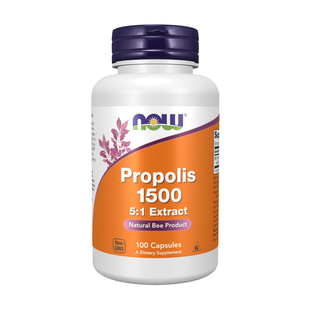 NOW Foods Propolis 1500 mg capsules végétales vue de face