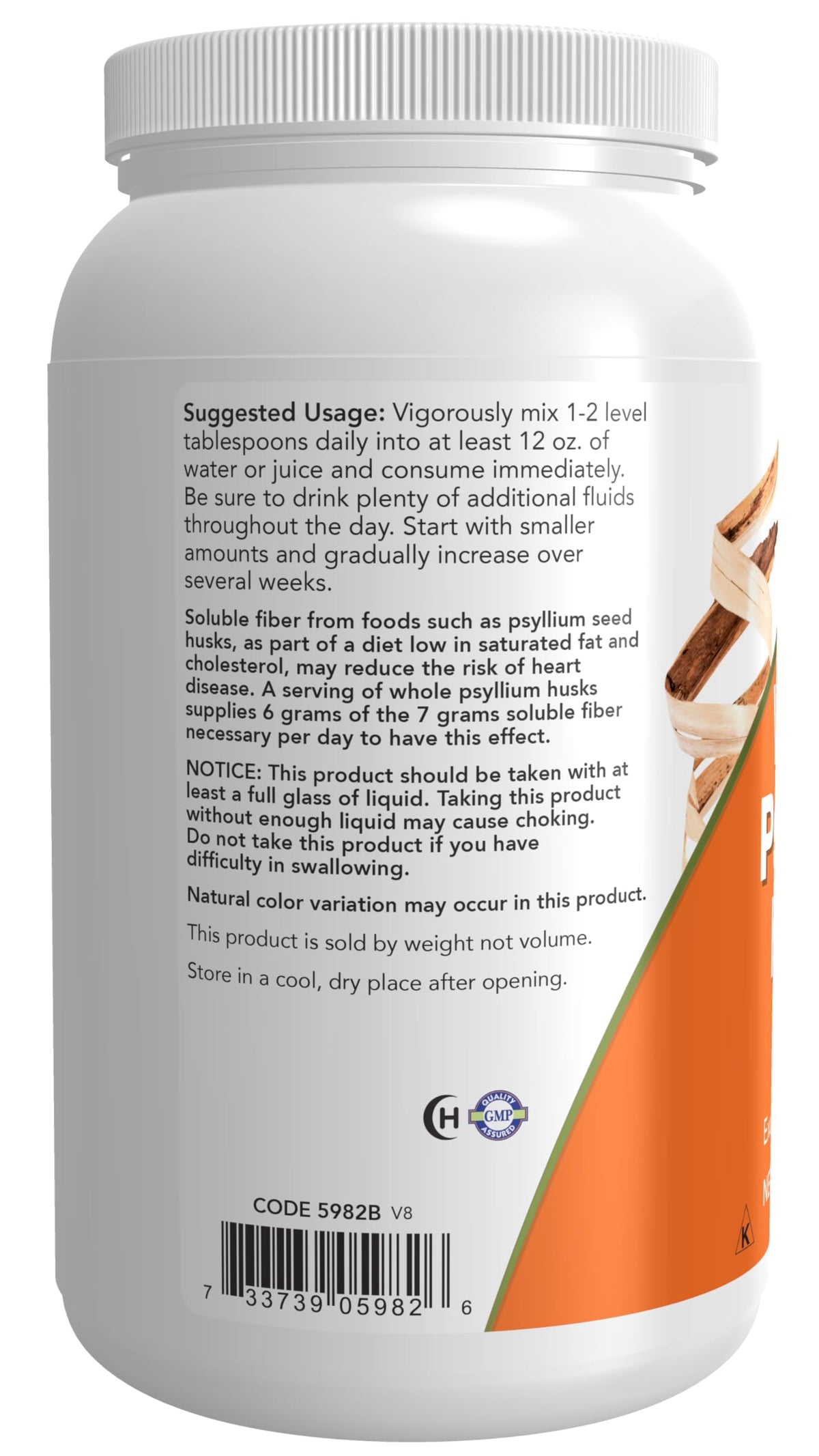 NOW Foods Psyllium Entier 794g - cuillère à soupe de poudre