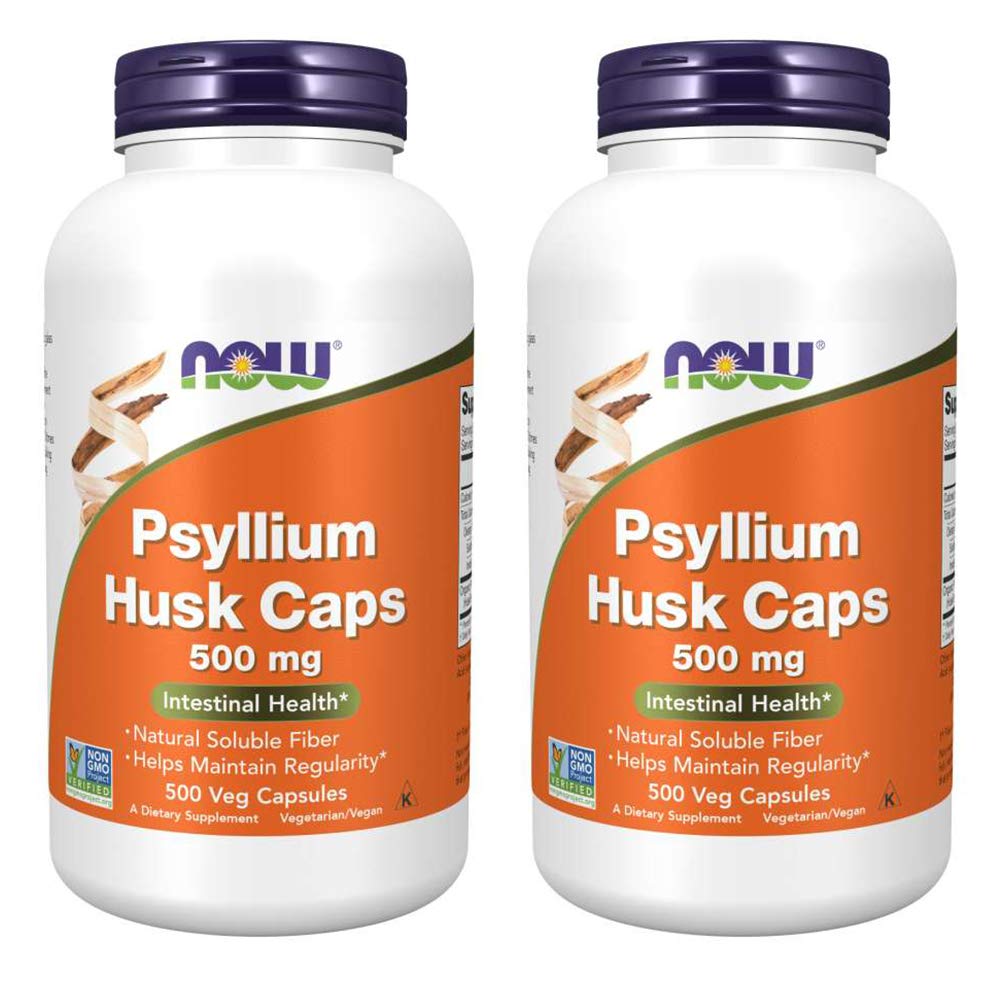 NOW Foods Psyllium Husk 500mg 500 Capsules - Vue de face