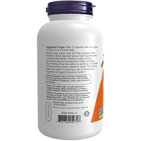 NOW Foods Psyllium Husk 500mg 500 Capsules - Vue du côté