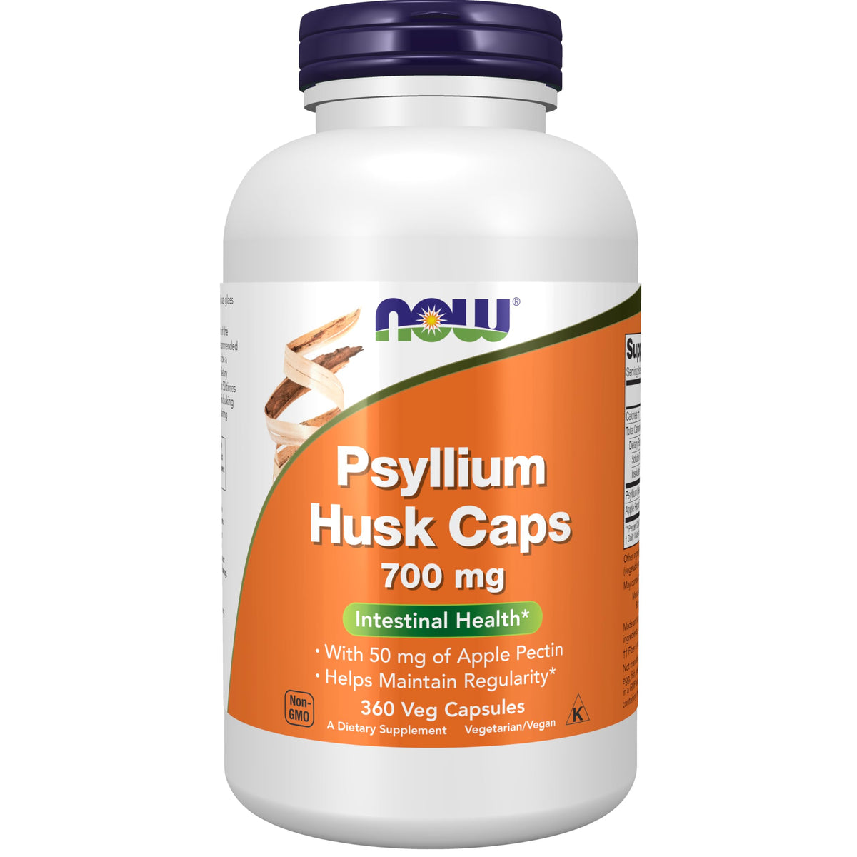 NOW Foods Psyllium Husk Caps 700 mg avec Pectine de Pomme 50 mg face avant