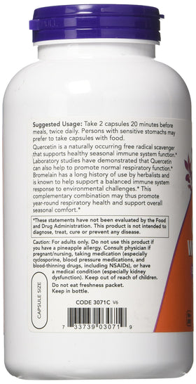 NOW Foods Quercétine avec Bromélaïne, capsules dans un verre