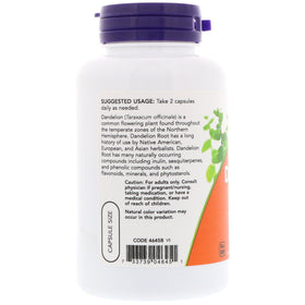 NOW Foods Racine de Pissenlit 500mg, capsules dans un bol