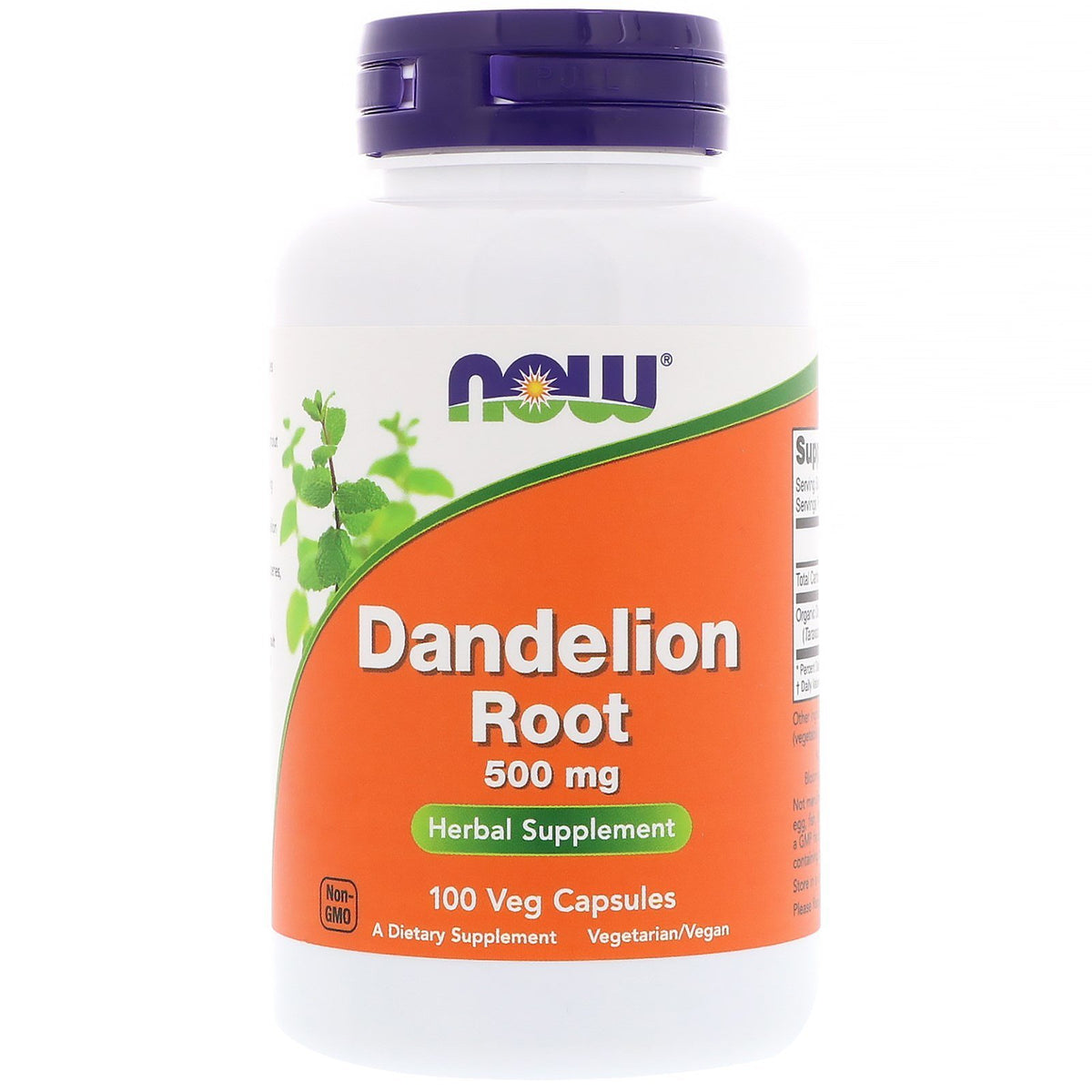 NOW Foods Racine de Pissenlit 500mg, vue avant de l'emballage