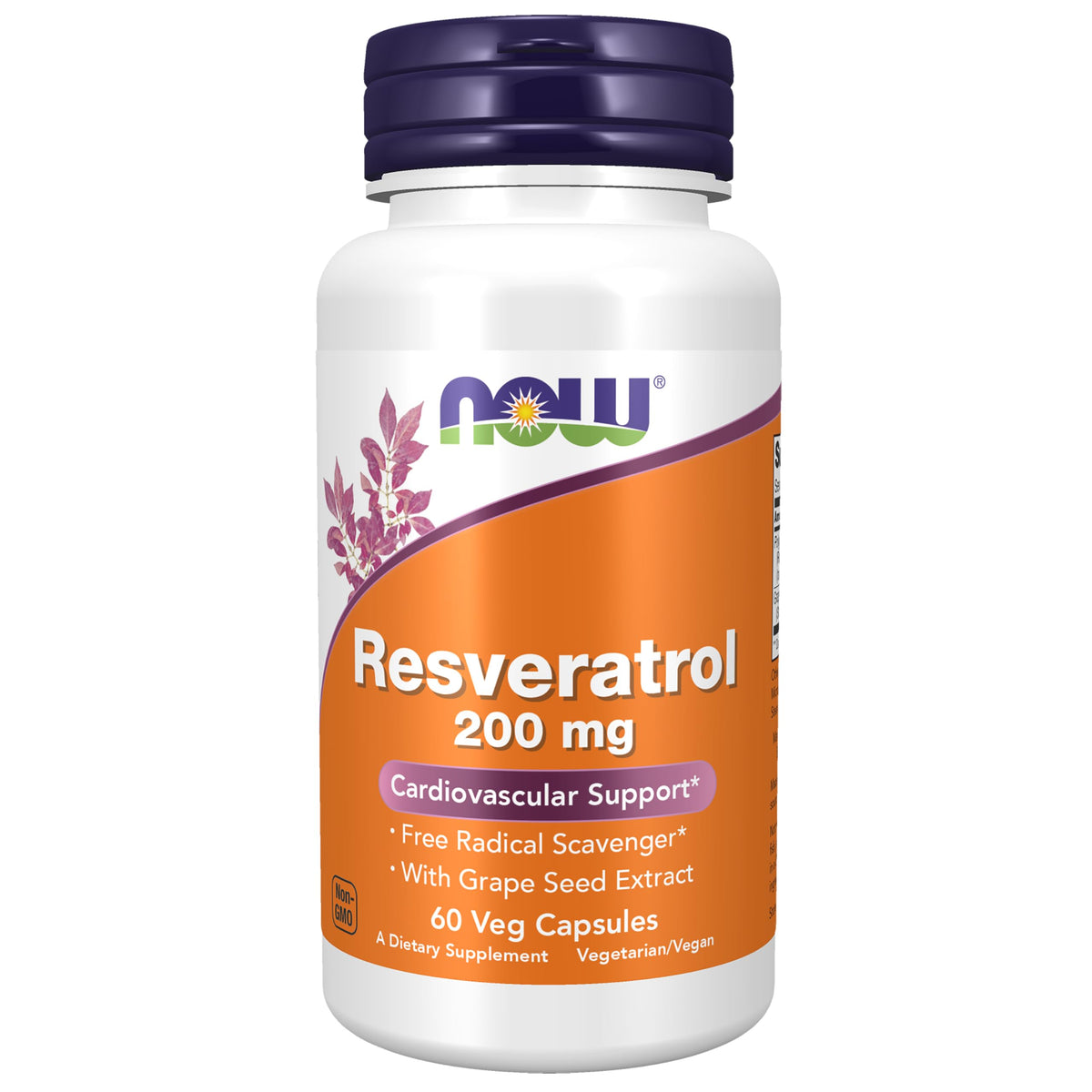 NOW Foods Resvératrol 200 mg capsules végétales avec extrait de vin rouge