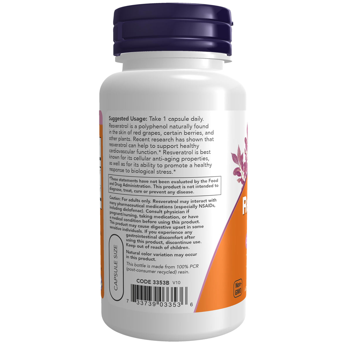 NOW Foods Resvératrol 200 mg emballage avant