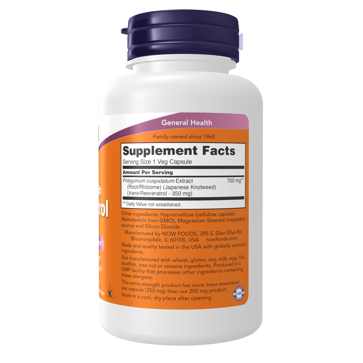 NOW Foods Resvératrol Extra Fort 350mg capsules végétales