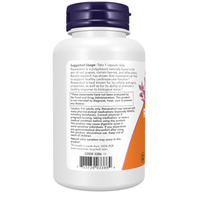 NOW Foods Resvératrol Extra Fort 350mg informations sur l'étiquette