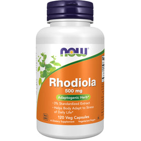 NOW Foods Rhodiola 500 mg capsules végétales, devant de l'emballage