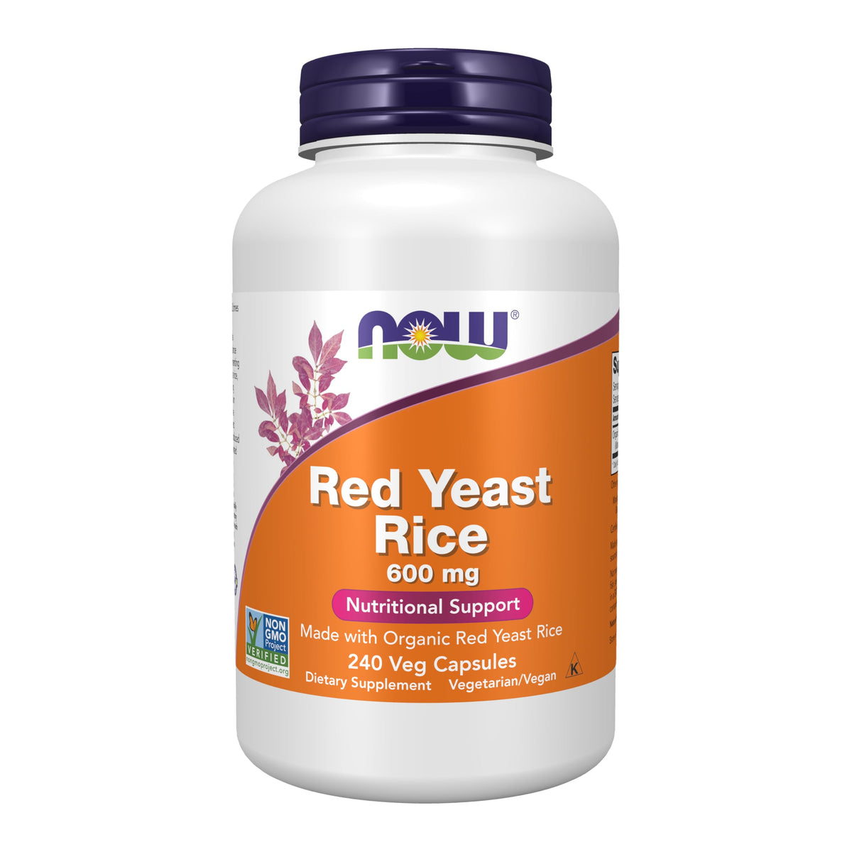 NOW Foods Riz de Levure Rouge 600 mg 240 capsules végétales vue de face
