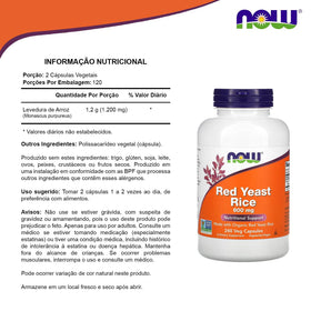 NOW Foods Riz de Levure Rouge 600 mg 240 VegiCaps avec son emballage