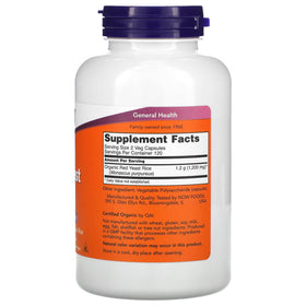 NOW Foods Riz de Levure Rouge 600 mg 240 VegiCaps vue arrière