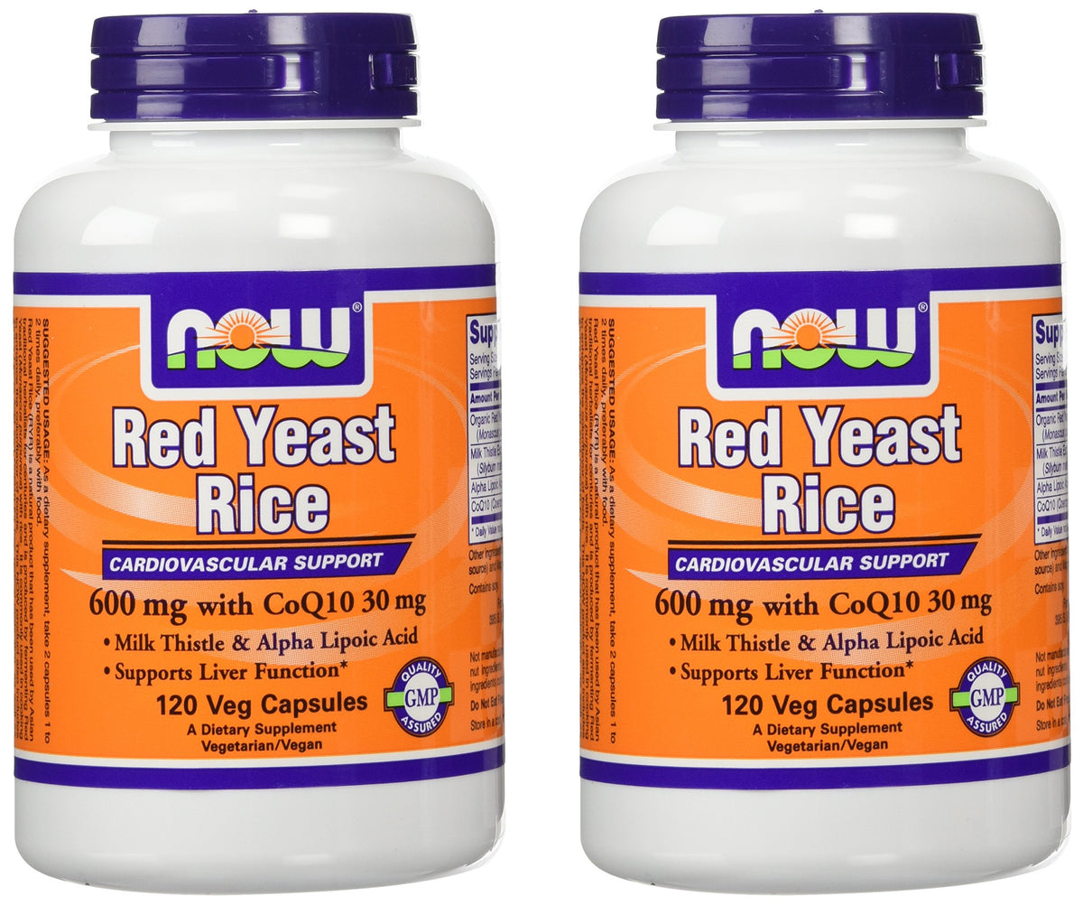 NOW Foods Riz Rouge 600mg 120 capsules vue de face