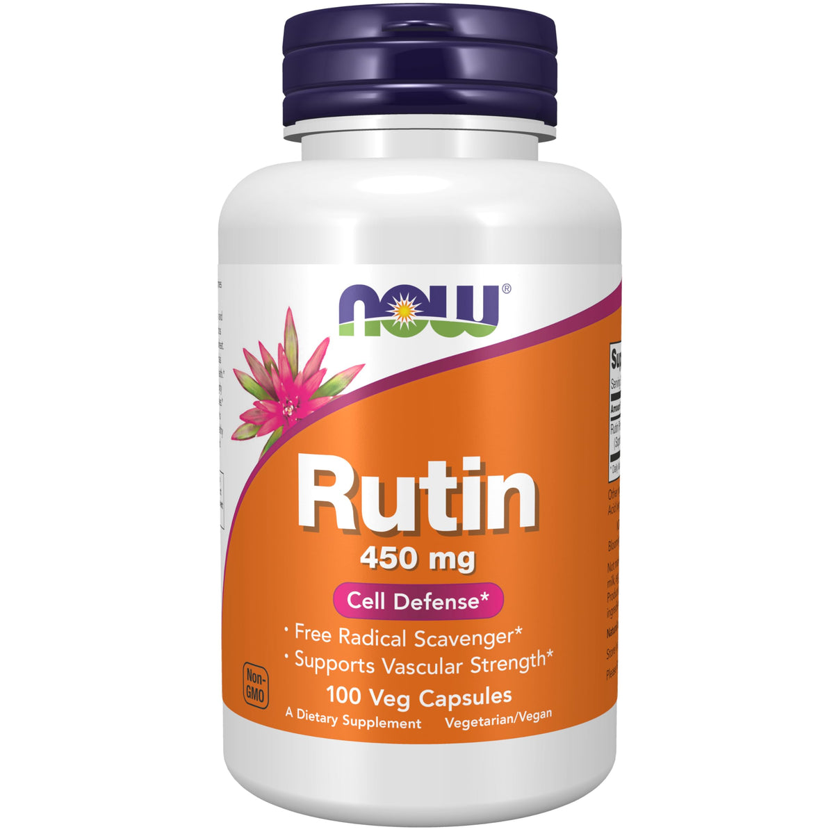 NOW Foods Rutin 450 mg capsules vue avant avec étiquette