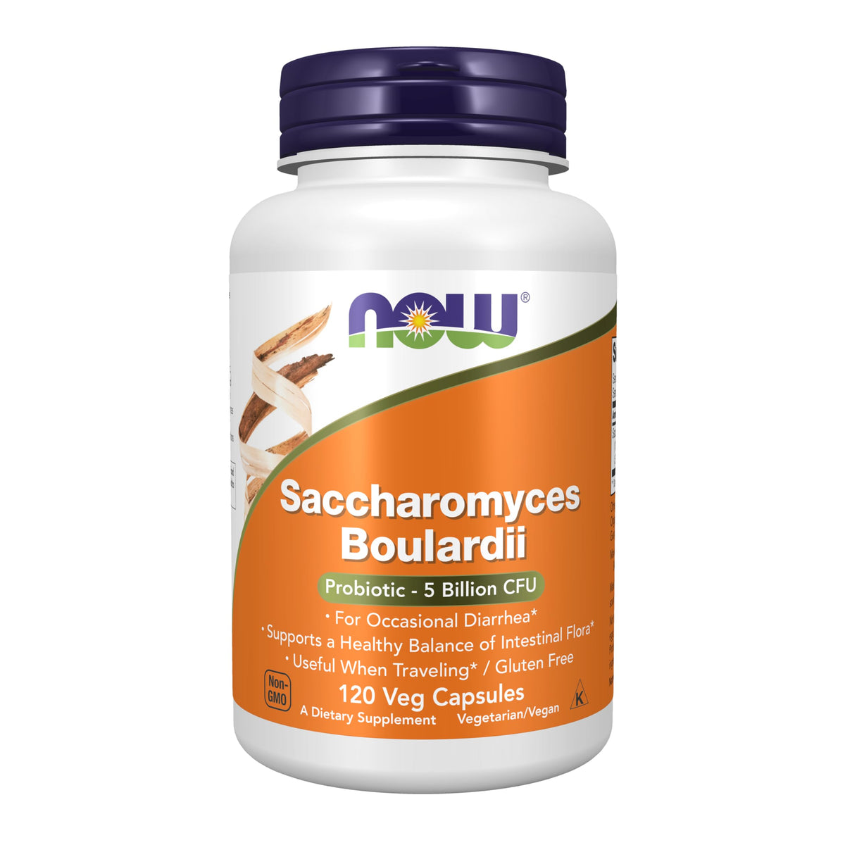 NOW Foods Saccharomyces Boulardii 120 capsules végétales vue de face