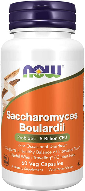 NOW Foods Saccharomyces Boulardii 120 VCaps devant de l'emballage