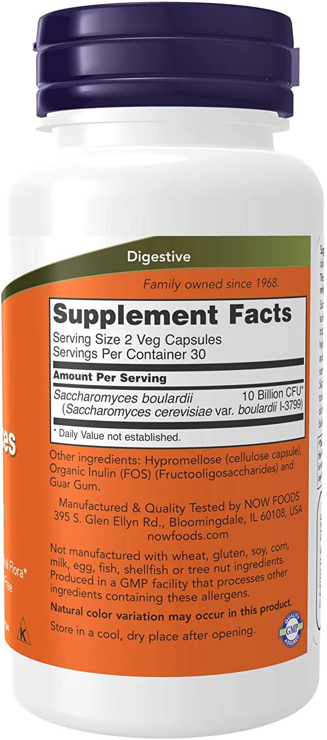 NOW Foods Saccharomyces Boulardii capsules végétales