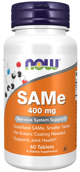 NOW Foods SAMe 400 mg comprimés ovales, emballage avant
