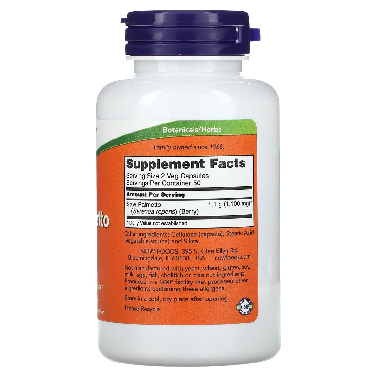 NOW Foods Saw Palmetto 550mg 100 Vcaps emballage