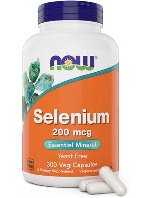 NOW Foods Sélénium 200 mcg capsules végétales, vue de face