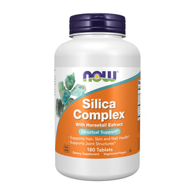 NOW Foods Silica Complex 180 comprimés vue avant avec étiquette