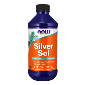 NOW Foods Silver Sol 10 PPM 8 oz bouteille vue avant