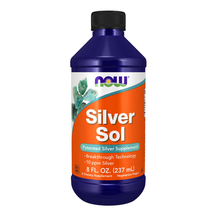 NOW Foods Silver Sol 10 PPM 8 oz bouteille vue avant