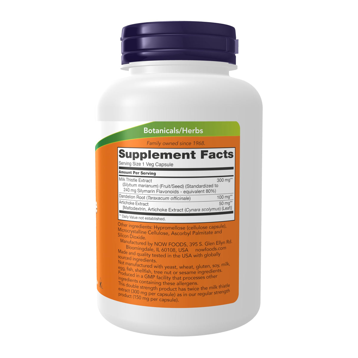 NOW Foods Silymarine 300 mg gélules végétales avec artichaut et pissenlit