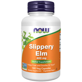 NOW Foods Slippery Elm 400mg Capsules, 100 unités, vue de face