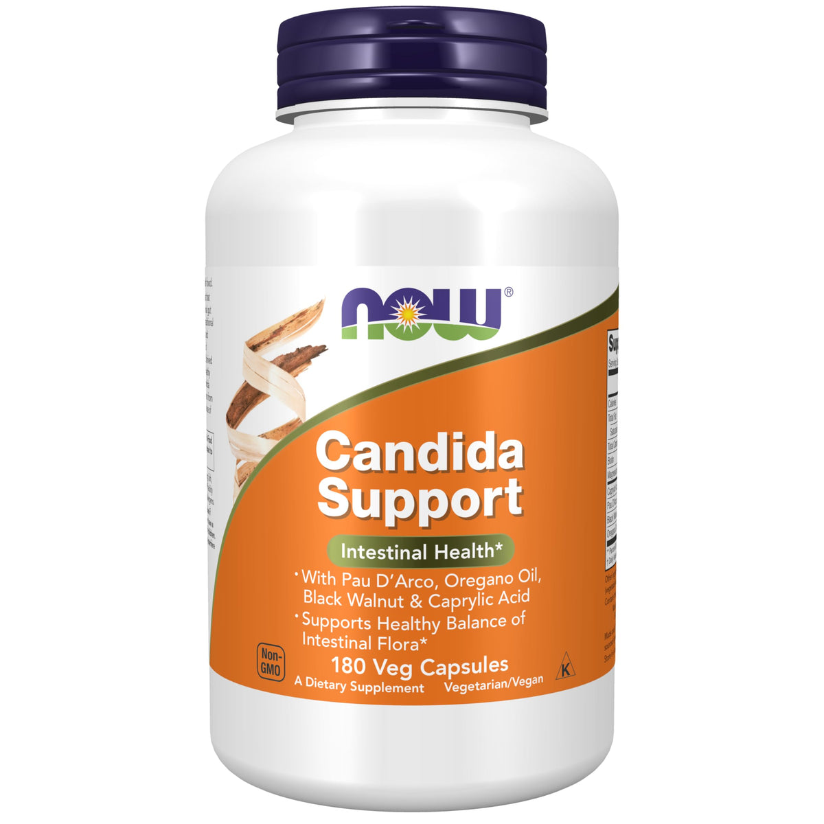 NOW Foods Soutien Candida 180 Capsules Végétariennes vue avant