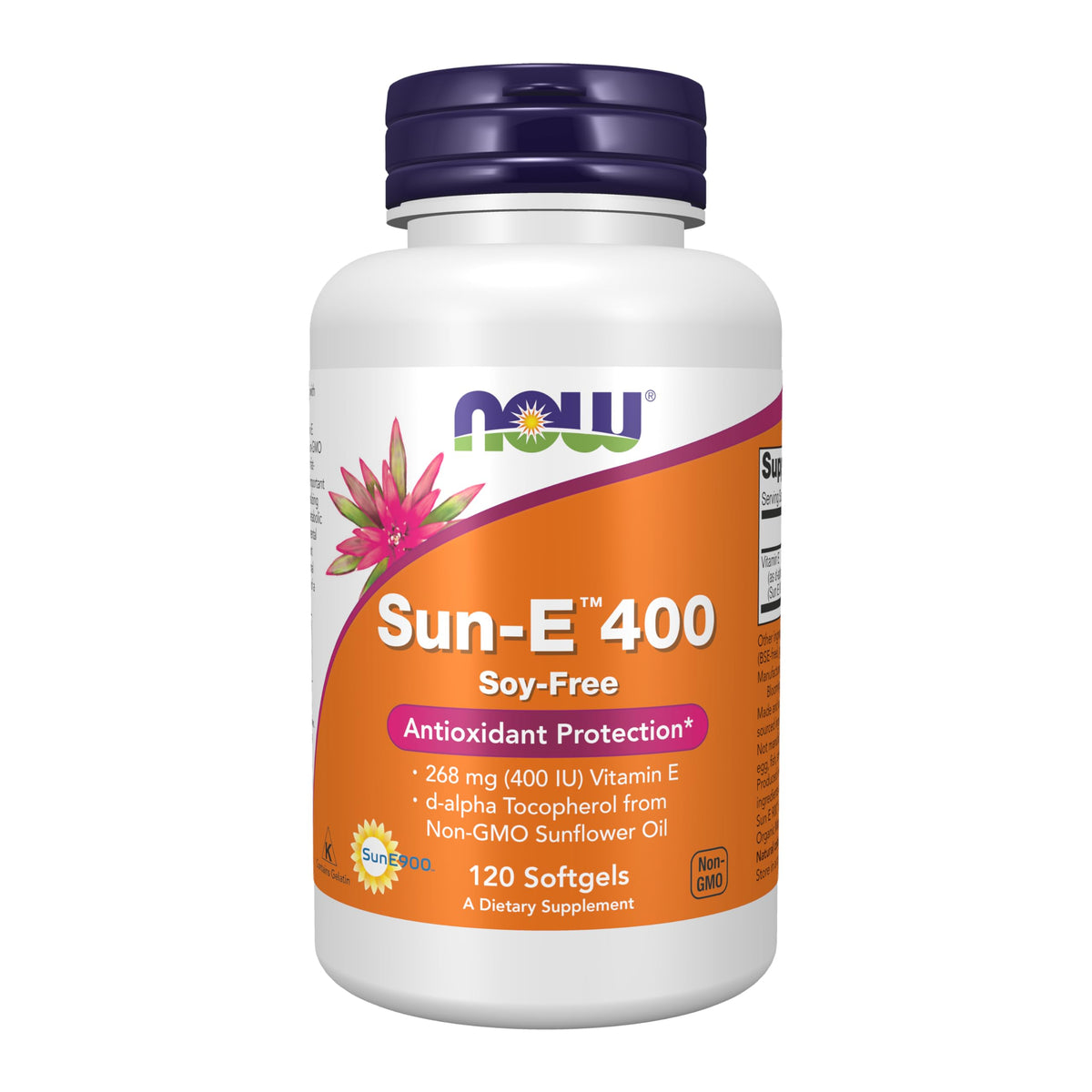 NOW Foods Sun-E™ 400 IU gélules de vitamine E, flacon de 120 gélules