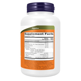NOW Foods Super Enzymes 180 Tablettes, vue arrière avec ingrédients