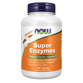 NOW Foods Super Enzymes 180 Tablettes, vue de face