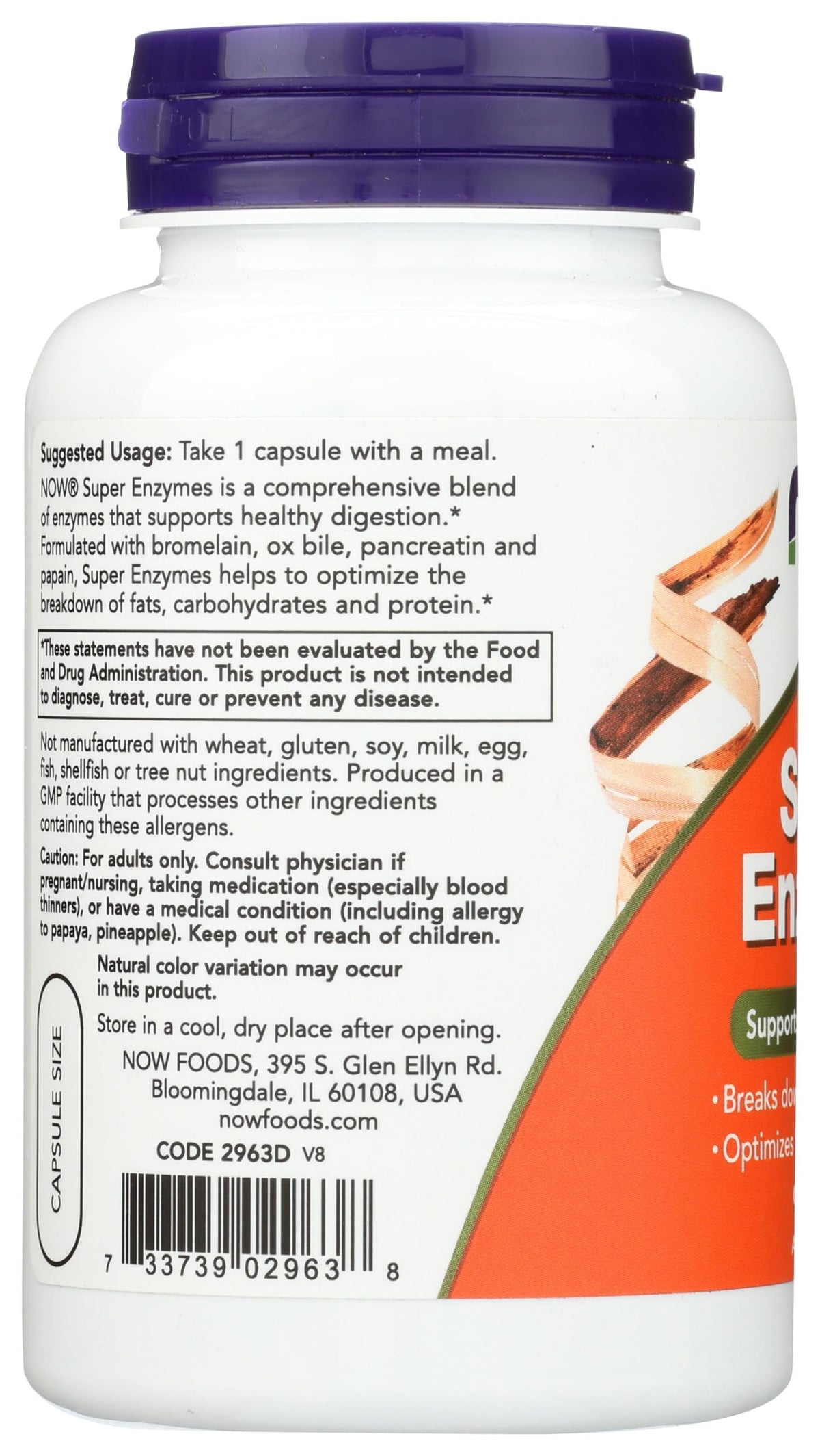 NOW Foods Super Enzymes 90 capsules avec étiquette