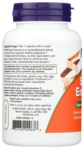 NOW Foods Super Enzymes 90 capsules avec étiquette