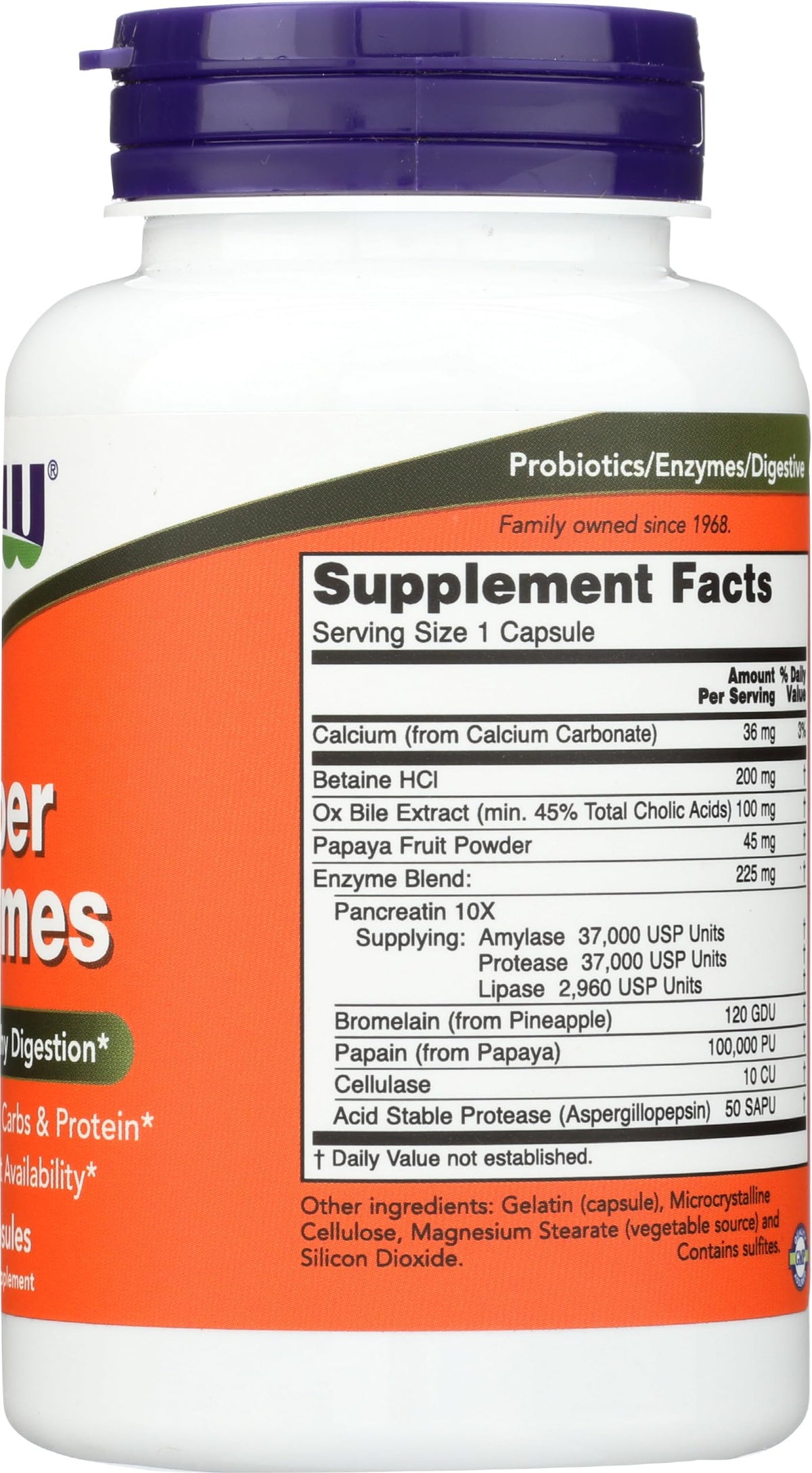 NOW Foods Super Enzymes 90 capsules sur fond blanc