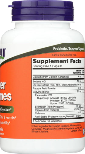 NOW Foods Super Enzymes 90 capsules sur fond blanc