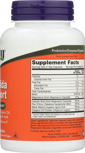 NOW Foods Support Candida, présentation sur fond blanc