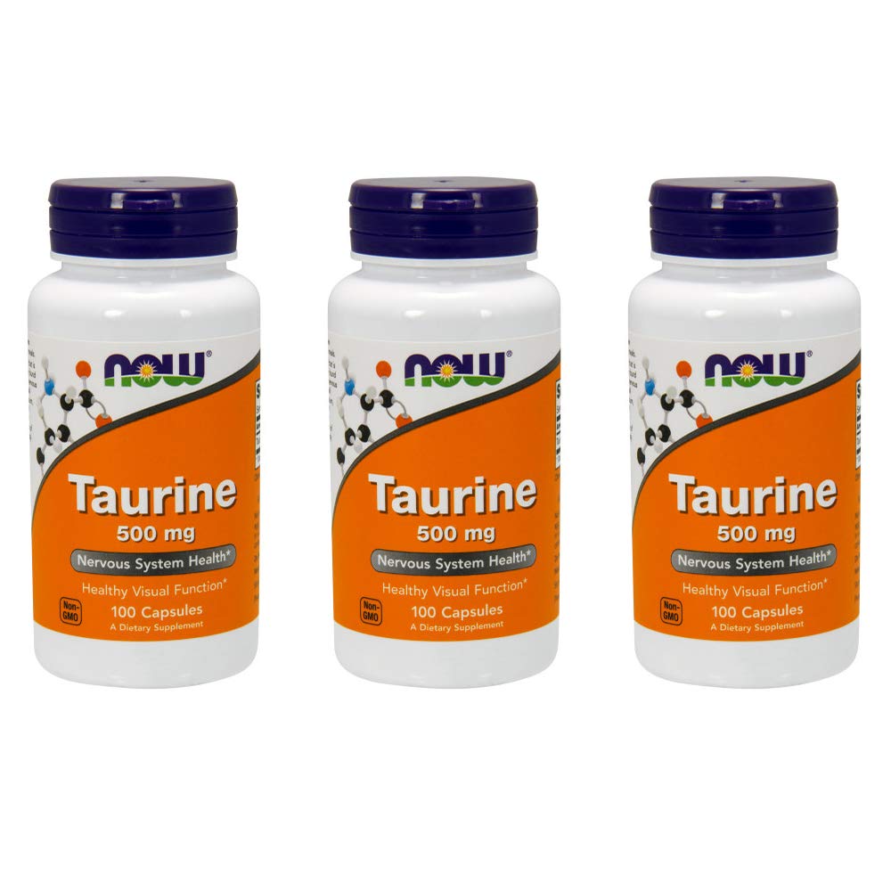 NOW Foods Taurine 500mg 100 capsules pack de 3 vue avant