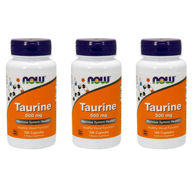NOW Foods Taurine 500mg 100 capsules pack de 3 vue avant