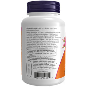 NOW Foods TMG 1 000 mg 100 tablettes dosage et emballage