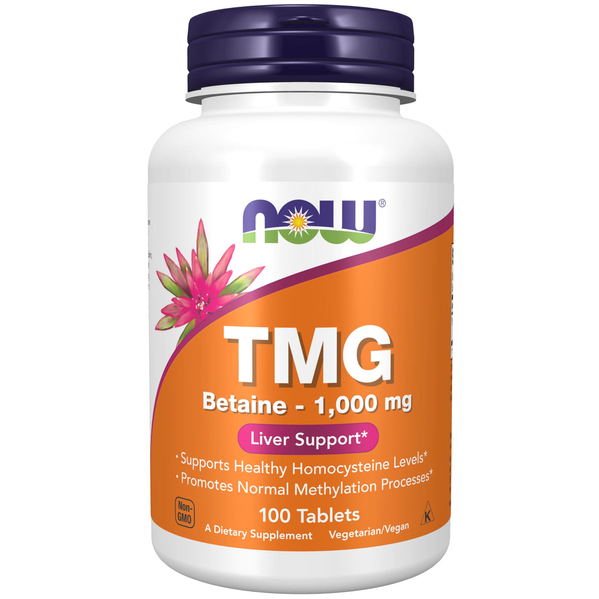 NOW Foods TMG 1 000 mg 100 tablettes vue avant