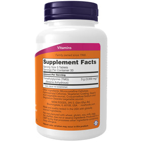NOW Foods TMG 1 000 mg 100 tablettes vue de côté