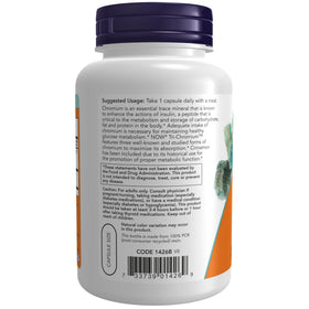 NOW Foods Tri-Chromium 500 mcg avec Cannelle - Étiquette de composition et dosage