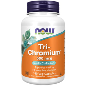 NOW Foods Tri-Chromium 500 mcg avec Cannelle - Vue avant du flacon