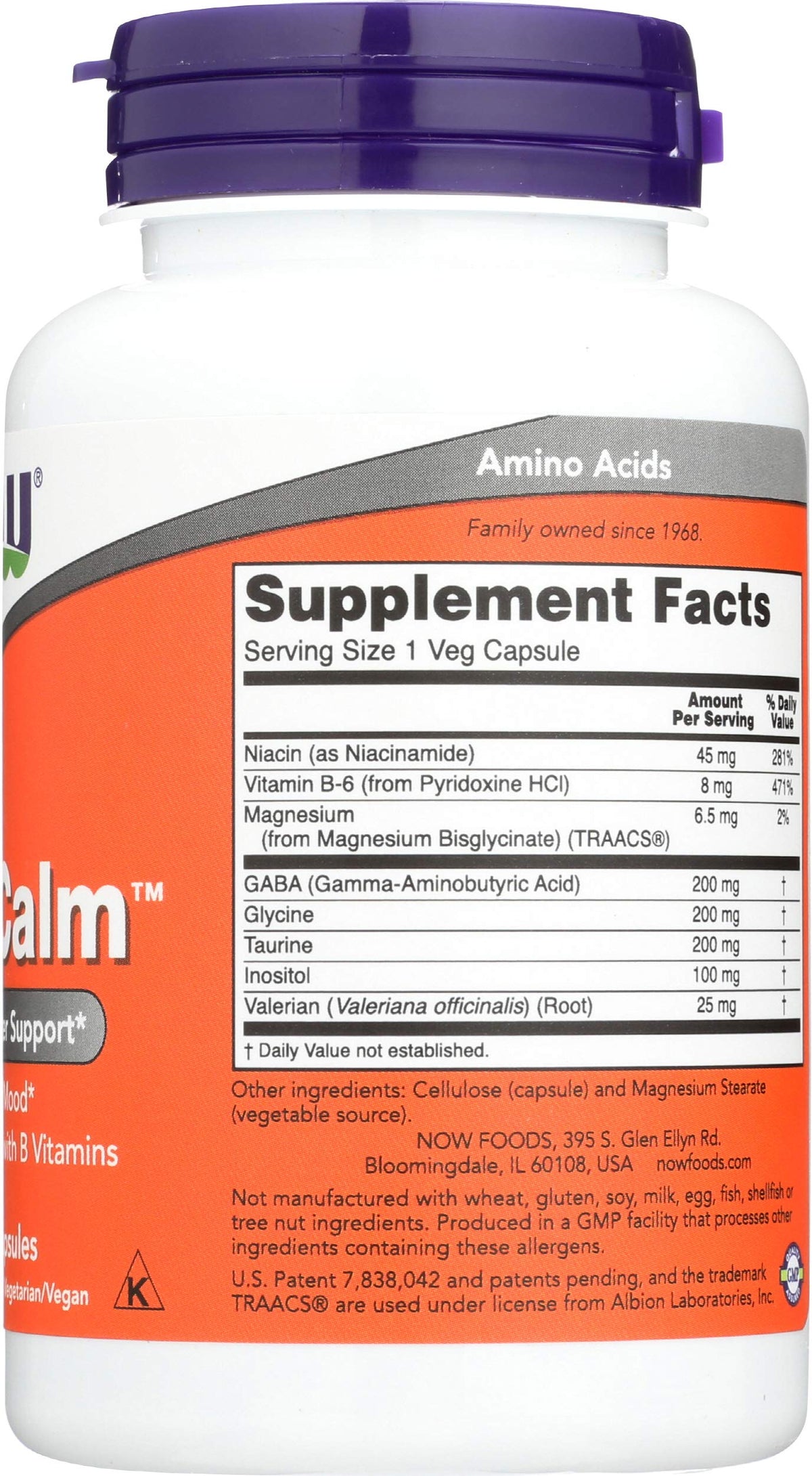NOW Foods True Calm Amino daily wellness 90 Caps avec étiquette