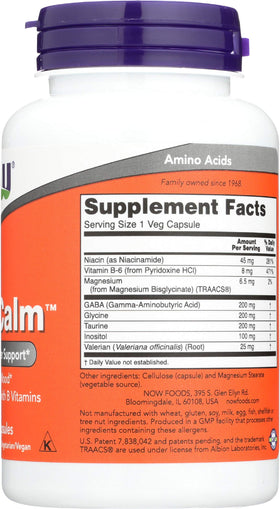 NOW Foods True Calm Amino daily wellness 90 Caps avec étiquette
