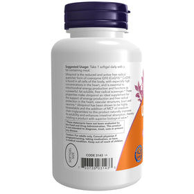 NOW Foods Ubiquinol 100 mg gélules montrant le contenu