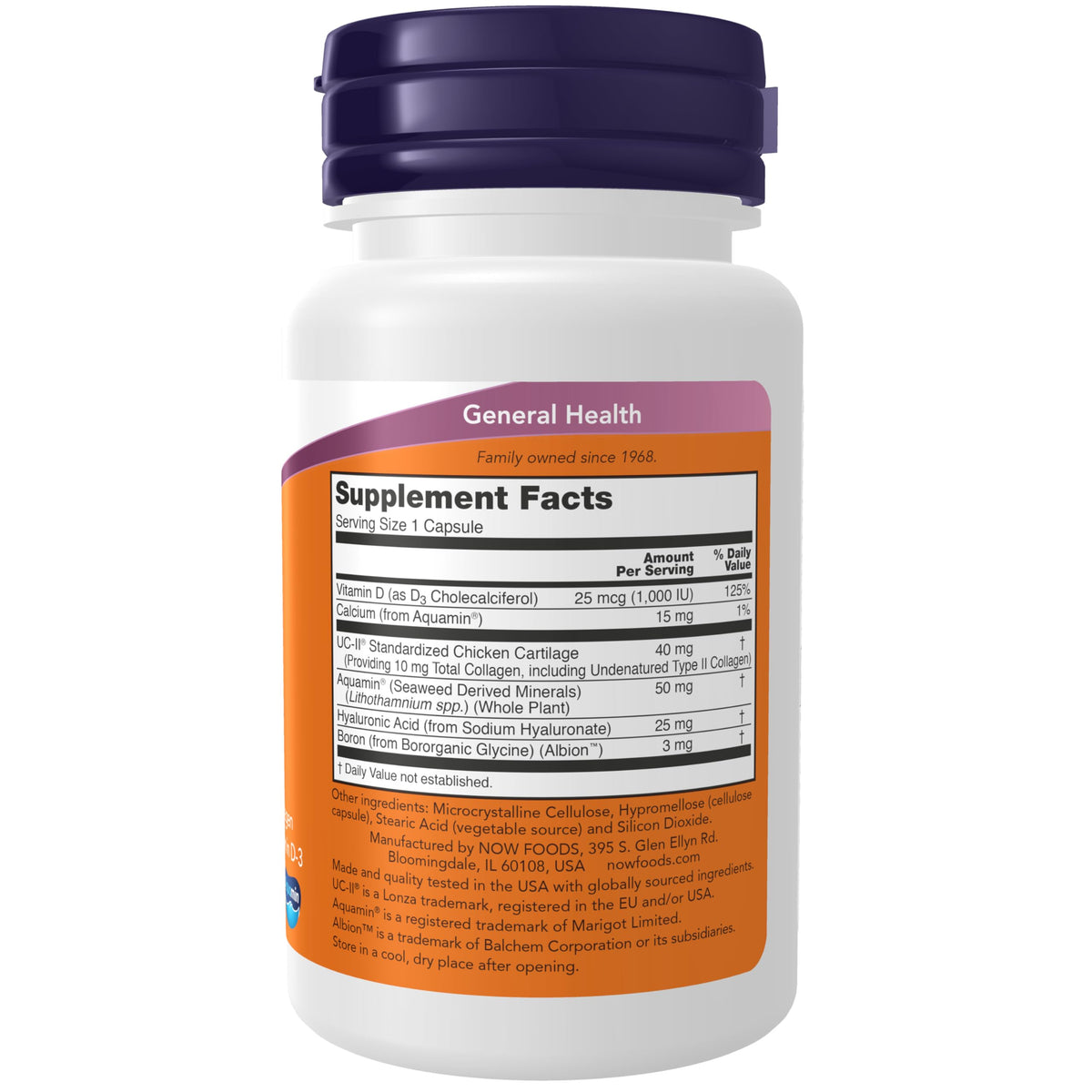NOW Foods UC-II Advanced Joint Relief 60 Capsules back view